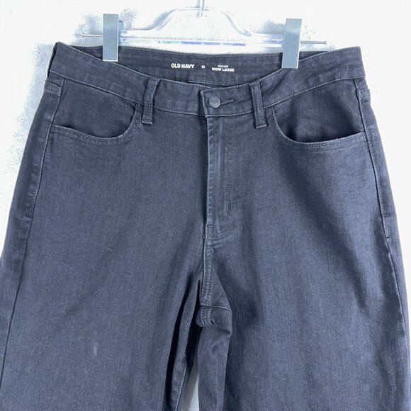 Old Navy Straight Cropped Jeans Wow Loose High Rise Womens Black Size 12 - Picture 3 of 12